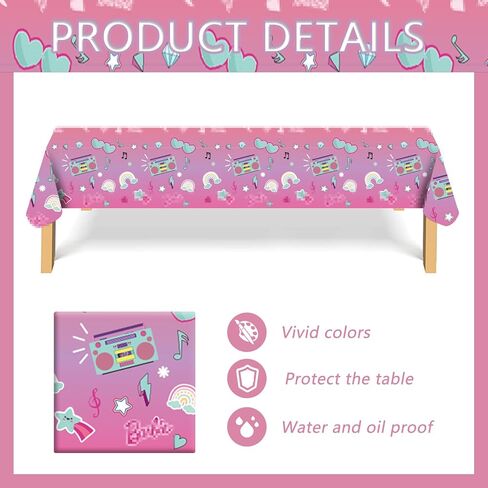 3 قطع من لوازم حفلات أعياد الميلاد الكرتونية للفتيات، مفرش طاولة لطيف للاستعمال مرة واحدة لأعياد الميلاد والمناسبات الكبيرة، حفلات ذات طابع خاص للفتيات مقاس 71 × 42.5 بوصة، وردي in Kuwait
