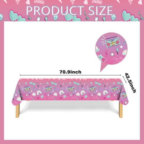 3 قطع من لوازم حفلات أعياد الميلاد الكرتونية للفتيات، مفرش طاولة لطيف للاستعمال مرة واحدة لأعياد الميلاد والمناسبات الكبيرة، حفلات ذات طابع خاص للفتيات مقاس 71 × 42.5 بوصة، وردي in Kuwait