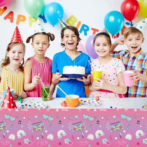 3 قطع من لوازم حفلات أعياد الميلاد الكرتونية للفتيات، مفرش طاولة لطيف للاستعمال مرة واحدة لأعياد الميلاد والمناسبات الكبيرة، حفلات ذات طابع خاص للفتيات مقاس 71 × 42.5 بوصة، وردي in Kuwait