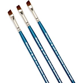 AIT Art Select Angle Paint Brushes, Size 1/4", Pack of 3, Synthetic Kolinsky Sable, Set Assembled in USA for Trusted Performance and Crafting Exquisite Details