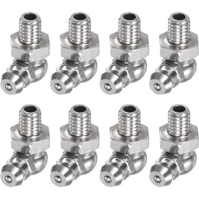 HARFINGTON 8pcs 201 Stainless Steel 90 Degree Grease Fitting M6x1mm Metric Thread Hydraulic Grease Nipple Accessories for Car