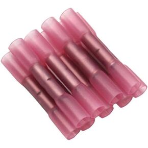 ESUPPORT 100Pcs Heat Shrink Butt Wire Electrical Crimp Terminal Connectors AWG Gauge Waterproof Bulk Insulated Splice Kit Car Automotive Boat (Red 18-22AWG)