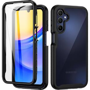 seacosmo for Samsung A15 5G/4G Case, Full Body Shockproof Cover, with Built-in Screen Protector Slim Fit Protective Phone Case for Samsung Galaxy A15 Black