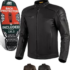 SHIMA BLAKE Motorcycle Jacket for Men - Premium Ventiladed Leather Mens Biker Jacket with CE Back, Shoulder, Elbow Armor Pads, reinforced double seams (Black, L)
