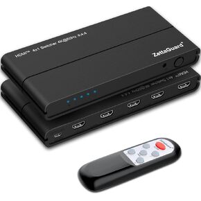 HDMI 2.0 Switcher Supports 4K HDR (4 in 1 Out) Hi-Speed 18Gbps, IR Remote - Compatible with Apple Tv, Roku, Xbox/PS4, Blu-Ray, MacBook, Laptop, PC, TV for Home or Office