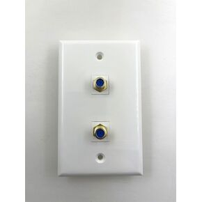 Coax Wall Plate, Coax Keystone Female to Female TV Cable Wall Plate F Connector Video Wall Jack Wall Plate (2 Port)