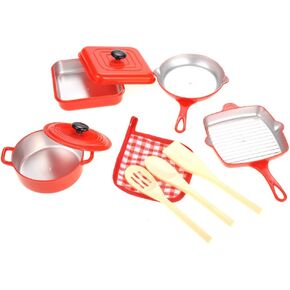 PowerTRC 10 Piece Pots and Pans Kitchen Cookware Playset for Kids with Cooking Utensils Set, Pretend Toy for Kids 3-6 in Kuwait