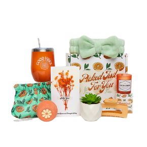 Sunny&Wise Orange Themed Gift Baskets for Women, Self Care Gifts for Women, Care Package for Women, Relaxing Gifts for Women, Gift Box for Women