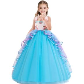 Girls Unicorn Birthday Costume Princess Sleeveless Tulle Dress Halloween Christmas Party Pageant Long Ball Gown