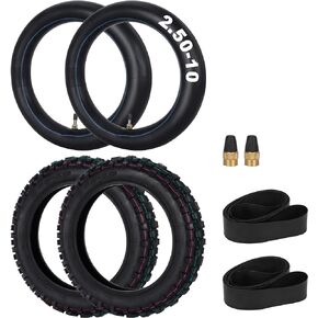 2.50-10 Dirt Bike Tire, 2.5-10" Off-Road Tires and 2.5/2.75-10 Dirt Bike Inner Tubes with TR4 Straight Valve Stem for Off-Road Motorcycle XR50 CRF50 PW50 JR50 DRZ70 2 Pack