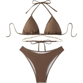 بدلة سباحة بيكيني نسائية مكونة من قطعتين بتصميم مثلث وربطة عنق وربطة عنق على شكل صدفة in Kuwait