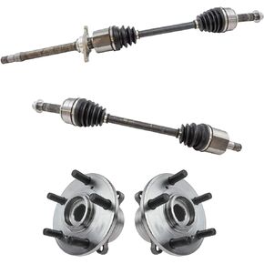 TRQ Front 4 Piece Steering Kit CV Axle Shaft Assembly & Wheel Hub Bearing Kit New for 2012-2015 Honda Pilot