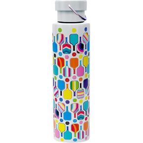 Spoontiques Pickleball Stainless Steel Bottle - Travel Drink Cup with Twist Lid for Hot and Cold Beverages, 24 Oz