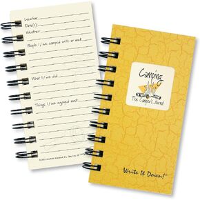 Write it Down series by Journals Unlimited, Guided Journal, Camping, The Camper's Journal, Mini-Size 3"x5.5", Yellow Hard Cover, Made in USA