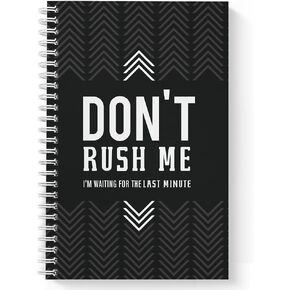 Softcover Last Minute 5.5" x 8.5" Snarky Spiral Notebook/Journal, 120 Checklist Pages, Durable Gloss Laminated Cover, White Wire-o Spiral. Made in the USA