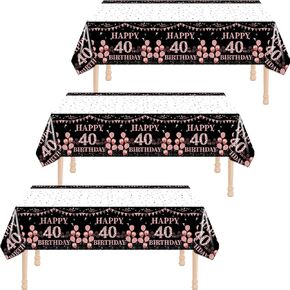 60th Birthday Tablecloth,3Pack 54X108Inch Happy Birthday Tablecloth Disposable Plastic 60th Birthday Table Cover 60 Years Old Birthday Theme Waterproof Rectangular Table Cloth Decor