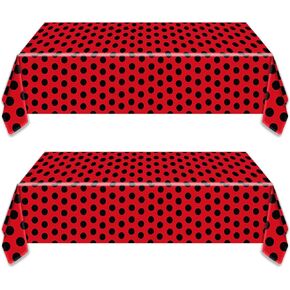 oulun 2pcs حزب الخنفساء مفارش المائدة، 52''x86'' سيدة علة موضوع حزب البلاستيك غطاء الطاولة لنقاط سوداء وحمراء الخنفساء عيد ميلاد حزب زينة لوازم