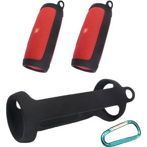 Flexible Protective Case Silicone Carrying Case Cover for Charge 3 III Wireless Bluetooth Speaker(Black)