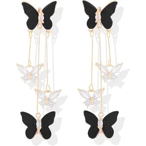 Purple Butterfly Earrings for Women Tassel Style Zircon Earrings Animal Butterfly Drop Earrings Butterfly Dangle Earrings Butterfly Tassel Earrings for Women Girls Butterfly Gifts for Women