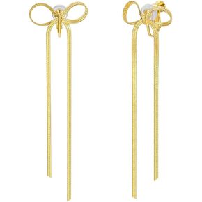 14K Gold Plated Bow Clip On Earrings Ribbon Earrings for Women Girls in Saudi Arabia