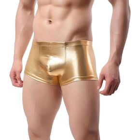 Men's Shiny Boxer Shorts, Elastic Liquid Metallic Boxer Briefs, Low Waist Men's Sexy Boxer, Sparkly Hot Short Pants