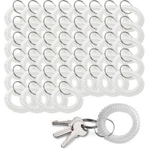25PCS Clear Wrist Keychain – Transparent Spring Spiral Wrist Coil Key Chain for Woman Girl Wrist Key Holder Clear Color Spiral Keychain Bracelet Soft Plastic Wrist Band in Kuwait