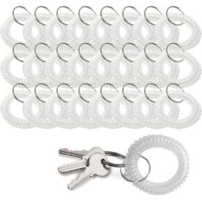 25PCS Clear Wrist Keychain – Transparent Spring Spiral Wrist Coil Key Chain for Woman Girl Wrist Key Holder Clear Color Spiral Keychain Bracelet Soft Plastic Wrist Band