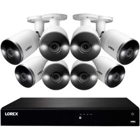Lorex 4K Security Camera System, Fusion 16-Channel 3TB NVR with 8 Indoor/Outdoor Wired IP POE Metal Smart Deterrence Cameras, Motion Detection