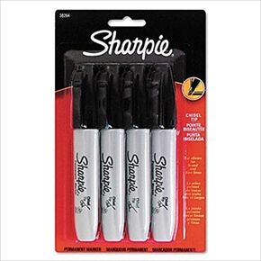 Sharpie Permanent Markers with 5.3mm Chisel Tip - 4 per Pack (Black) by Sharpie
