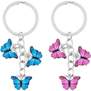 simarro 2Pcs Butterfly Keyrings For Women, Cute Keychain Girly Butterfly Keyring For Girls Small Gift for Key Bag Purse