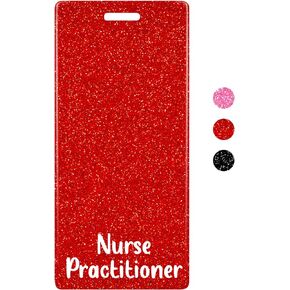 Plifal Nurse Practitioner Badge Buddy Card Nurse Nursing Accessories Glitter Vertical Badge Identification Tags