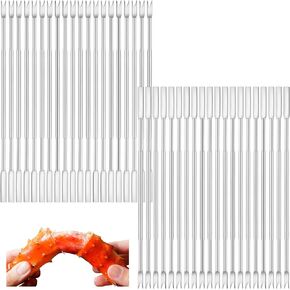 Yaomiao Stainless Steel Seafood Forks Set Silver 6.8 Inch Crab Forks Seafood Tools Crab Legs Utensils Seafood Picks for Eating Lobster Crab Leg Shrimp(40 Pcs)
