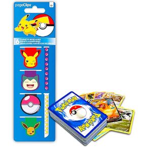 Pokemon Page Clips Pickachu School Supplies Bundle ~ 4 Pokemon Bookmarks Magnetic Page Clips for Kids | Pokemon Party Favors with Legend of Zelda Patches Pokemon school supplies