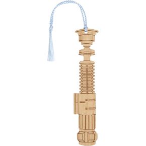 Star Wars OBI Wan Kenobi Original Trilogy Lightsaber Bookmark - Laser Engraved - Made in The USA - Wood Book Mark with Light Blue Tassel