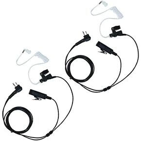 Motorola Walkie Talkie Earpiece with Mic,2 Pin Covert Acoustic Tube Earpieces Headset for Motorola CP200 GP300 GP2000 CLS1410 CLS1110 RDM2070d CP185 Two Way Radio 2 Wire PU Material,2 pack
