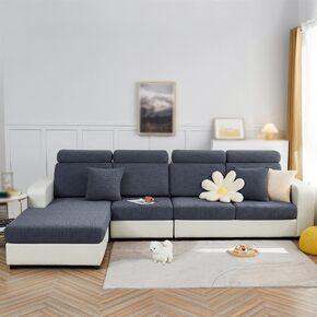 Universal Sectional Couch Cover, Stretch Fitted Slip Head Covers for Sofas, Replacement Sofa Cushions L Shape, Headrest Cover for Couches, Chaise Lounge Furniture Protector(Gray,Headrest Cover)
