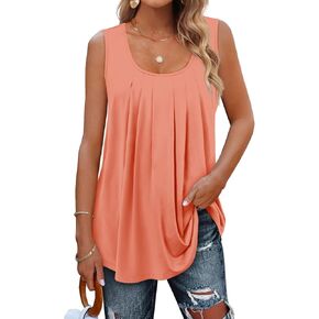 Geifa Tank Tops for Women Pleated Flowy Summer Sleeveless Tops in Kuwait