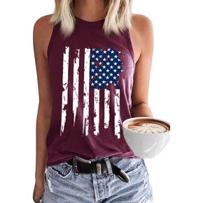 American Flag Patriotic Tank Tops for Women 4th of July Shirt USA Flag Stars Stripes Graphic Tank Tops Summer Tee