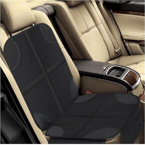 Car Seat Protector for Child Car Seat, Anti-Slipt Auto Seat Cover Mat with Thickest Padding with Organizer Pockets for Under Baby Seat, Vehicle Accessories for Most Cars (Black Line)