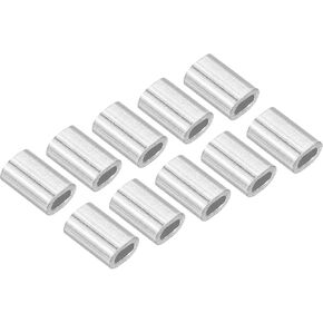 100 Pack Aluminum Crimping Loop Sleeve Oval - 0.8mm Wire Rope Fastener Apply for Garden Fence (5mm) in Kuwait