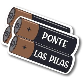 (2 Pack) Ponte Las Pilas Stickers - Funny Put On Your Batteries Sayings - 5" On Longest Side - for Car, Truck, SUV - Easy Peel and Stick Vinyl Decals - Made in USA - BMCS082