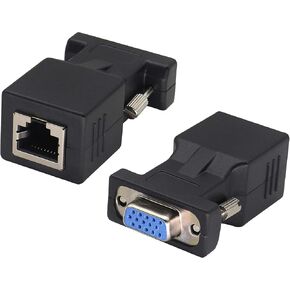 VGA to RJ45 Adapter,RJ45 Female to VGA 15-Pin Male Port Cat5 Cat6 Cat7 Ethernet Support 720P, 1080I, 1080P Video Transmission for Multimedia Video (2Pack-Male) in Saudi Arabia