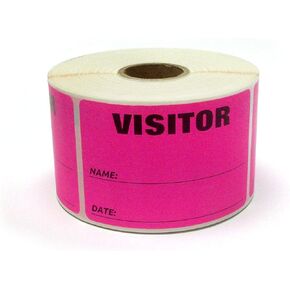 NextDayLabels - 3 x 2 Visitor Labels Pass, ID Labels and Safety Identification Badge Stickers 500 Per Roll (Fluorescent Yellow)
