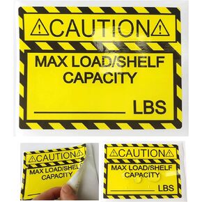 Pallet Rack Capacity Labels 3×4 Inch Caution MAX Load/Shelf LBS Warning Stickers - 25 Pcs/Pack Industrial Strength Sticker for Warehouse Safety