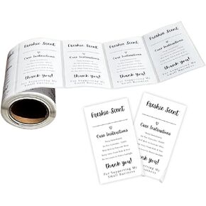 Freshie Care Instruction Sticker with write in Scent line | 200 per roll | 2 x 3.5" Minimalist White Black Supplies Freshie maker for Silicone Mold Unscented beads craft Aroma Oil Resistant Label Card