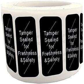 Tamper-Evident Food Sealed for Freshness and Safety Stickers,0.5 x 1.5 Inch Tamper Proof Sealed for Freshness Stickers Help Increase Security During Delivery (500 Pcs) (Black)