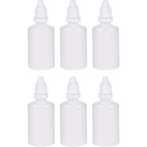 [6 Pcs Plastic Dropper Bottle, 50ml / 1.7oz Small Mouth Dropping Bottles with White Cap Empty Squeezable Liquid Drop Bottles for Solvents, Oils, Glue, Paint, Essence, E-liquid, E-juice, Saline