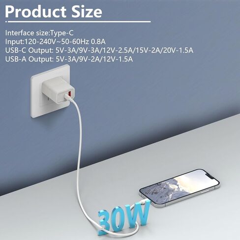 30W USB C شحن سريع لشاحن Google Pixel كابل الطاقة لـ Google Pixel 8 8 Pro 7 7a 7 Pro Pixel 6 6 Pro 6a Pixel Fold Pixel Tablet 5G Phone 30 Watt PD Type C Wall Converter Block ijbkjn in Kuwait