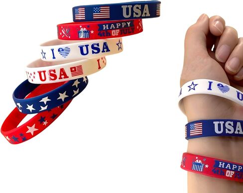 العلم الأمريكي زي الرأس ودبابيس العلم وأساور المعصم السيليكون وعصابات العلم للاحتفال بيوم الاستقلال في 4 يوليو in Kuwait