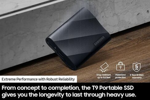 Samsung Portable SSD T9 1TB: Ultra-Fast USB 3.2 Gen2x2, Cooling Tech - Black (2-Pack) in Kuwait